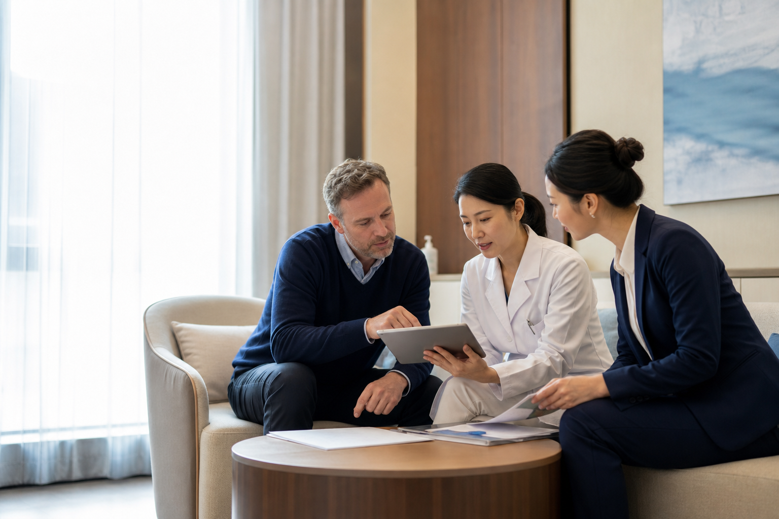 International patient discussing a coordinated medical journey in China